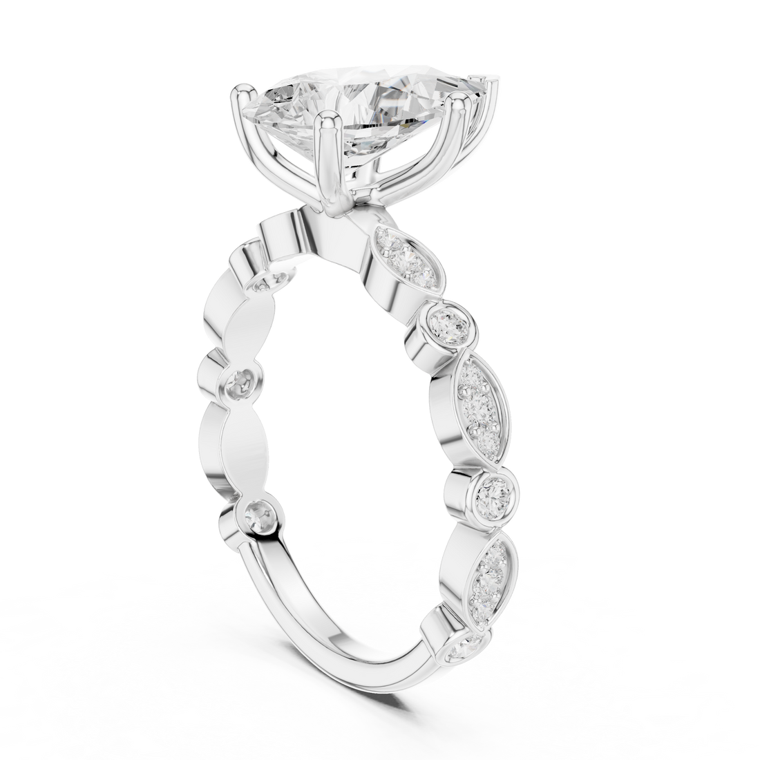 DDLR-359 - Solitaire Pear Ring - White Gold