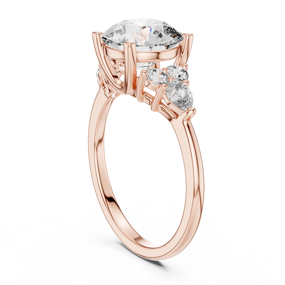 DDLR-072 - Three Stone Round Ring - White Gold