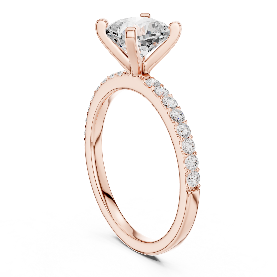 DDLR-040-R00697-CU - Solitaire Cushion Ring - White Gold