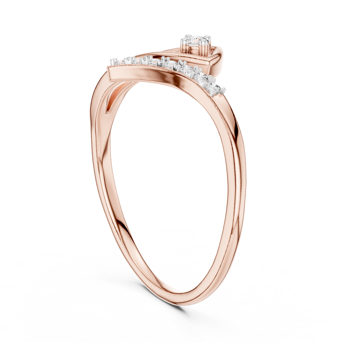 12#10030@L - Bypass Round Ring - White Gold