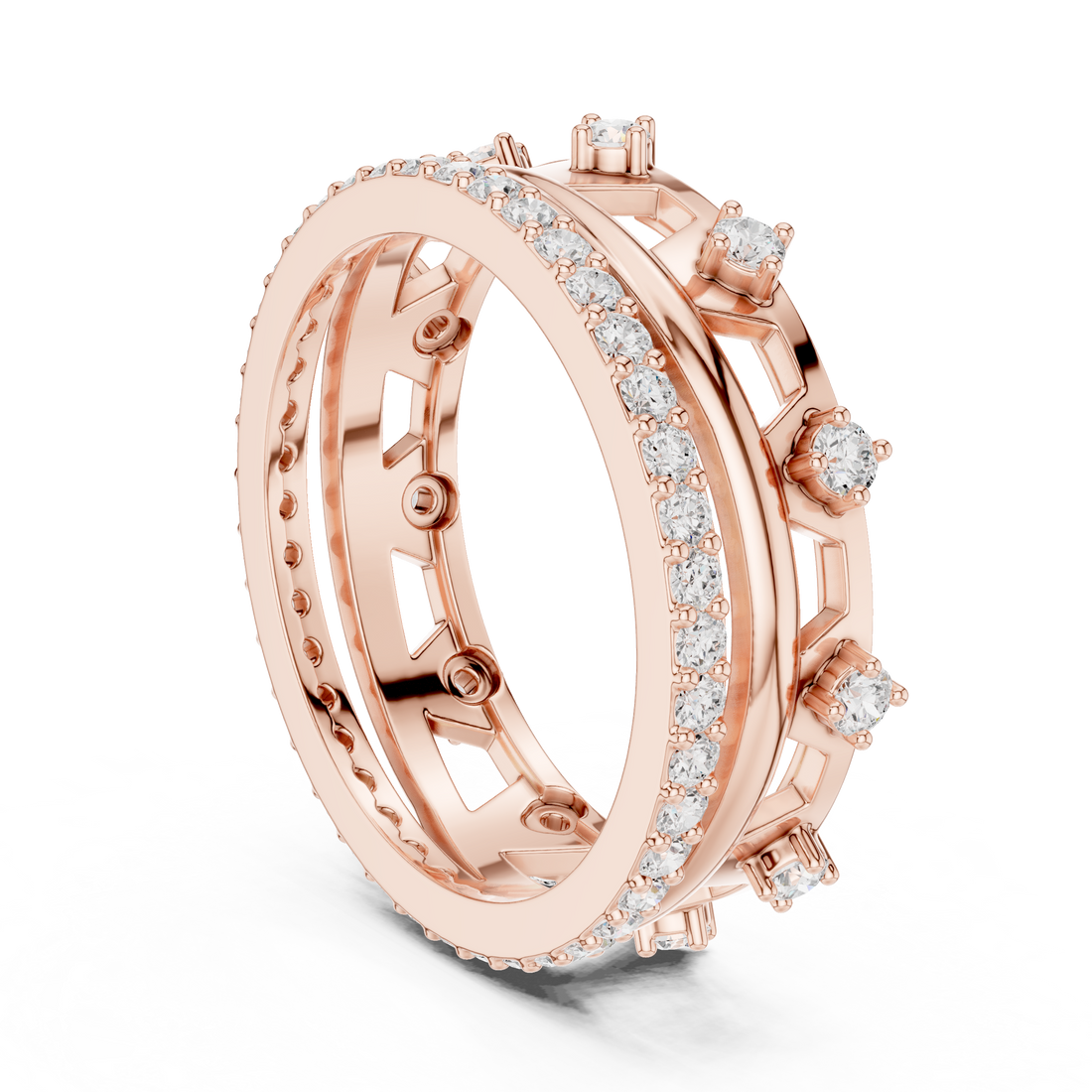 R24 - Fashion Round Ring - White Gold