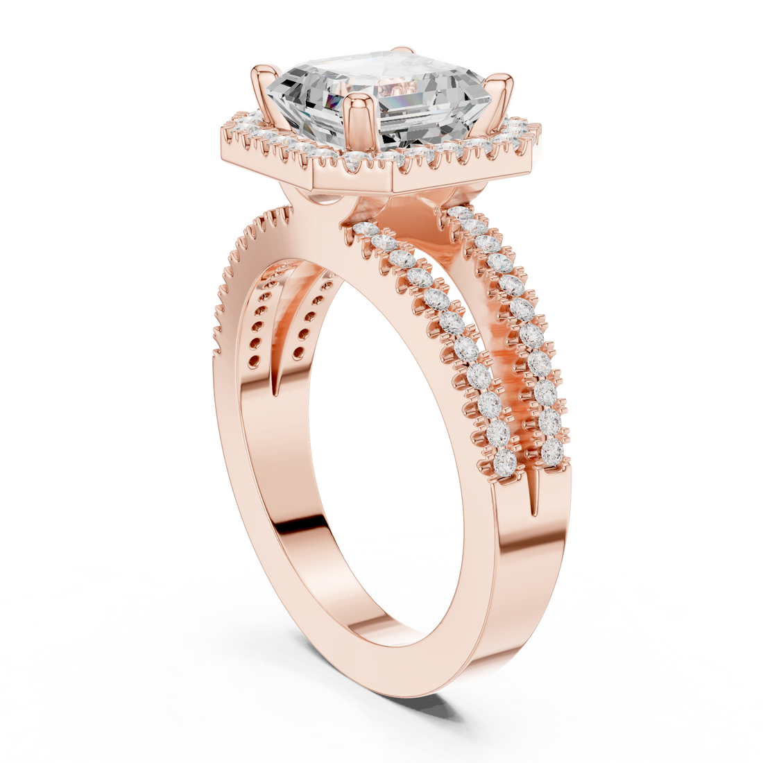 DDLR-350 AC - Halo Asscher Ring - White Gold