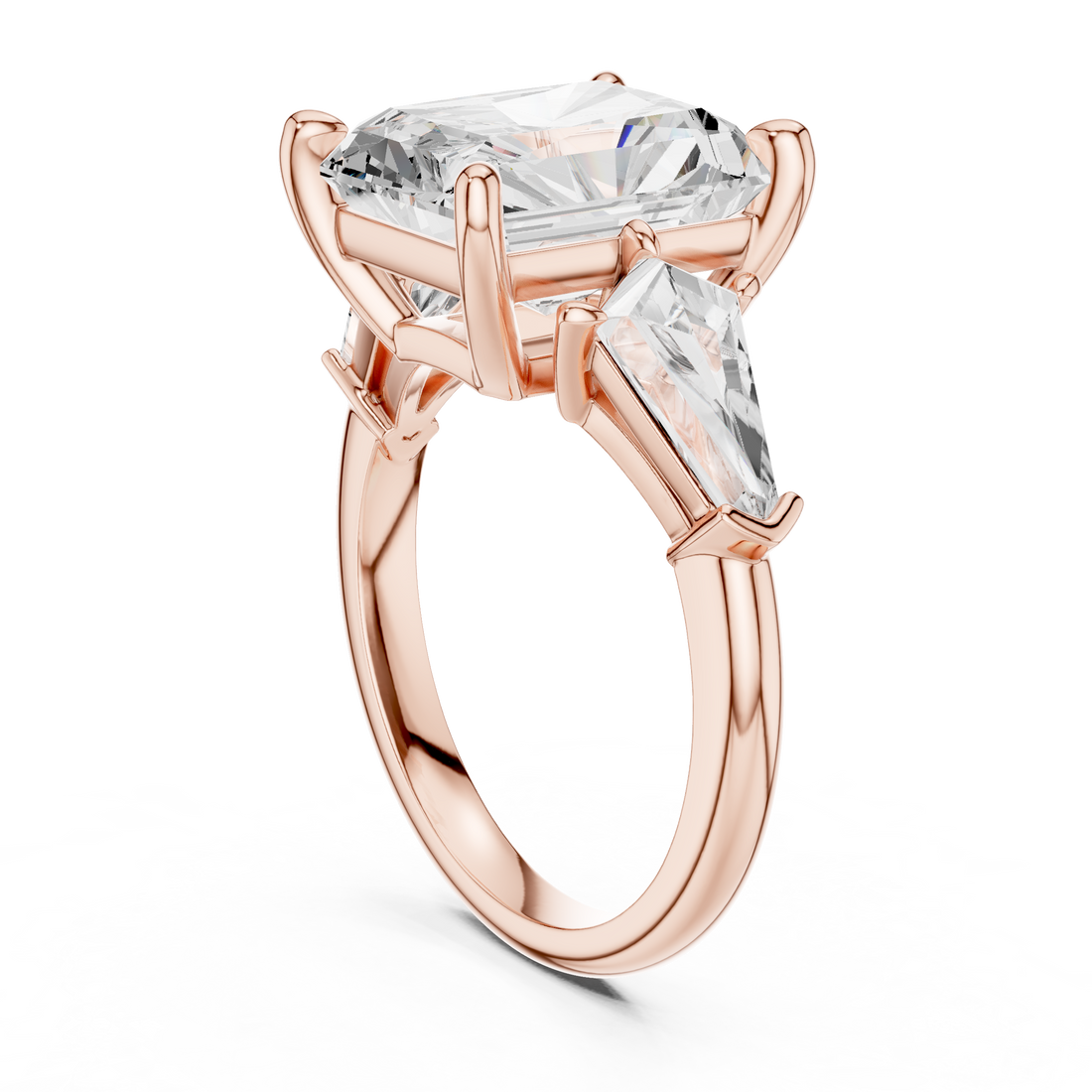 DDLR-288 - Three Stone Radiant Ring - White Gold