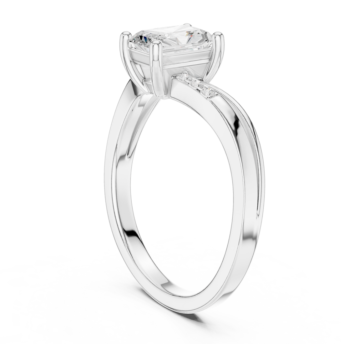 DDLR-495 - Solitaire Radiant Ring - White Gold