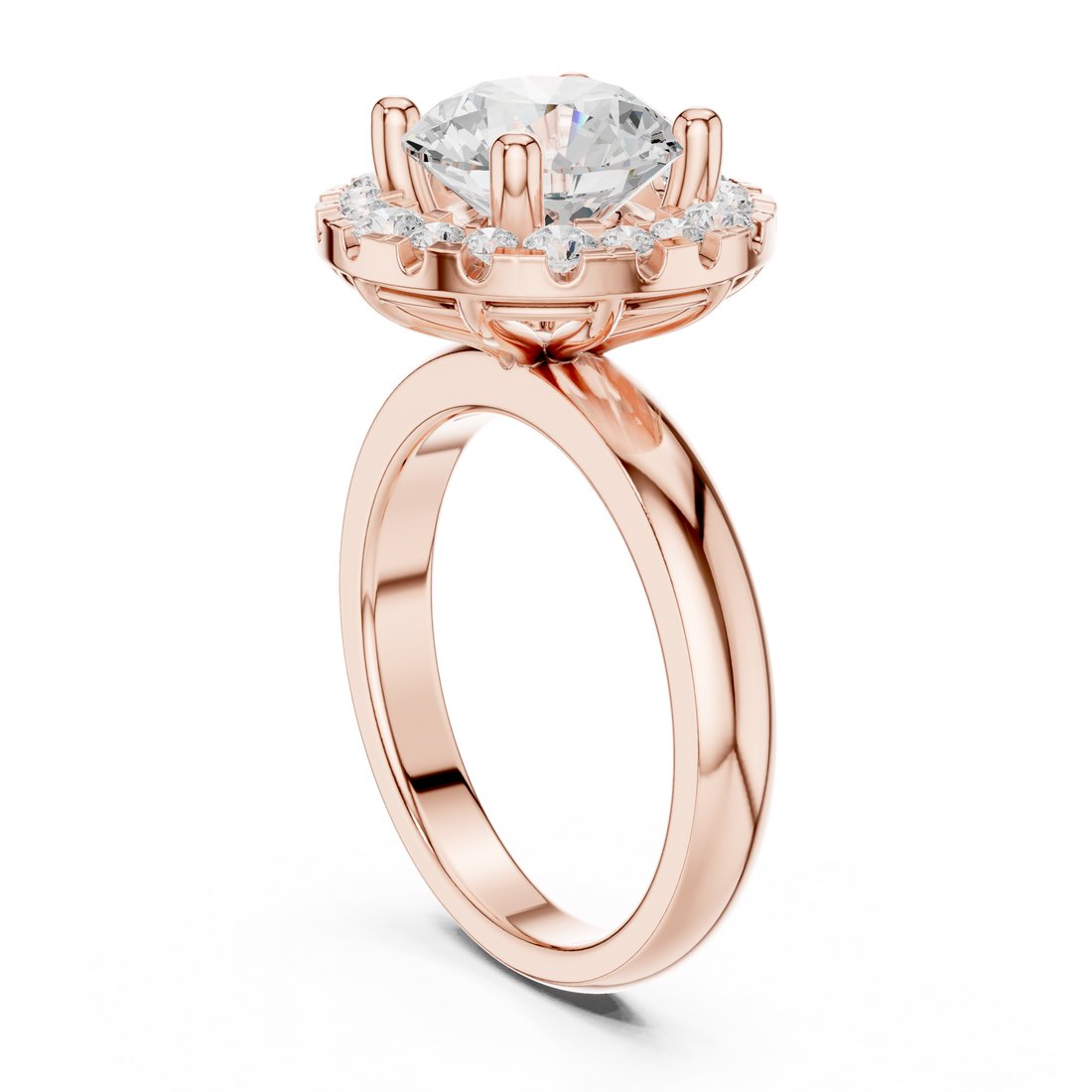 DDLR-333 - Halo Round Ring - White Gold