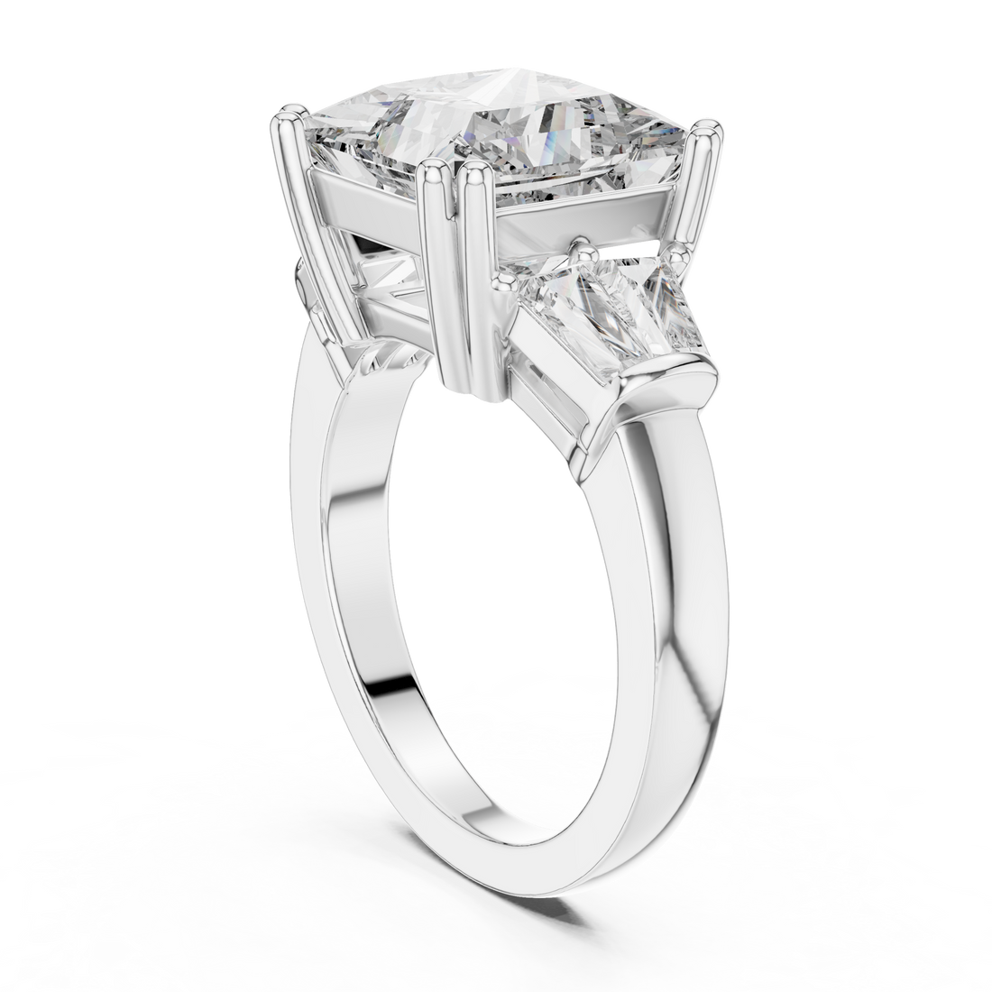 LR-0046 - Three Stone Princess Ring - White Gold