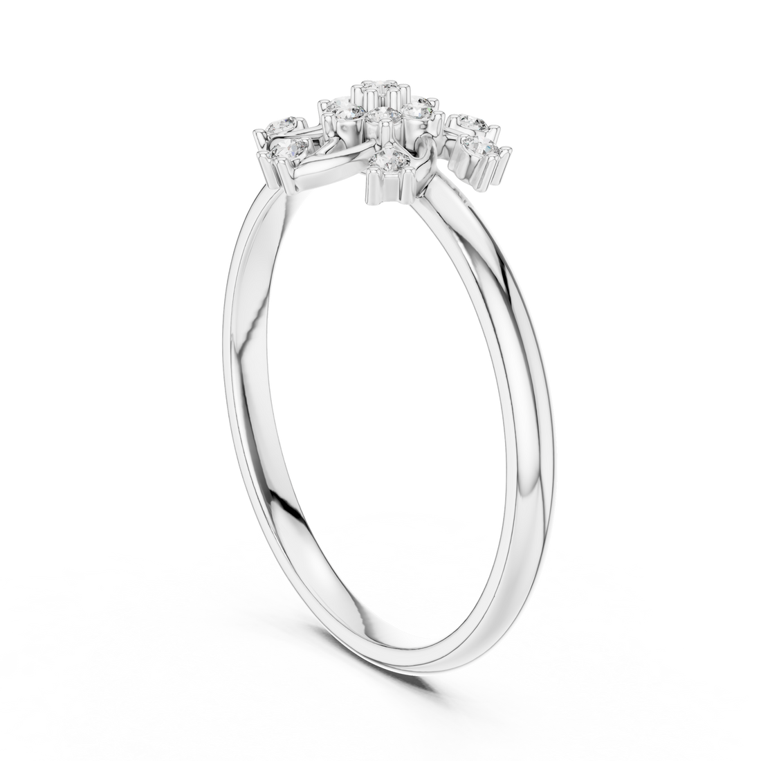 1 (439) - Fashion Round Ring - White Gold