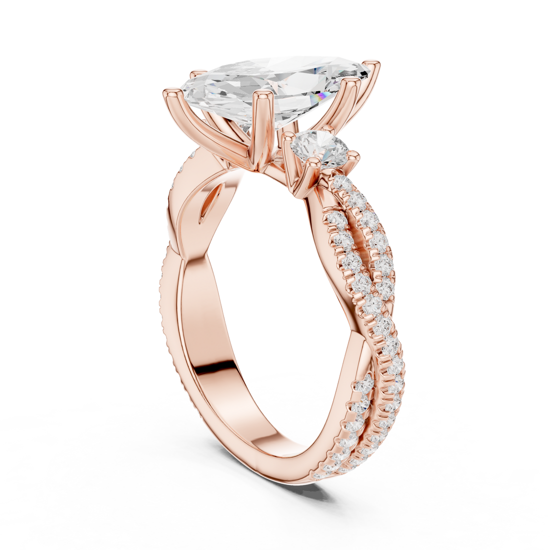 DDLR-1035 - Three Stone Marquise Ring - White Gold