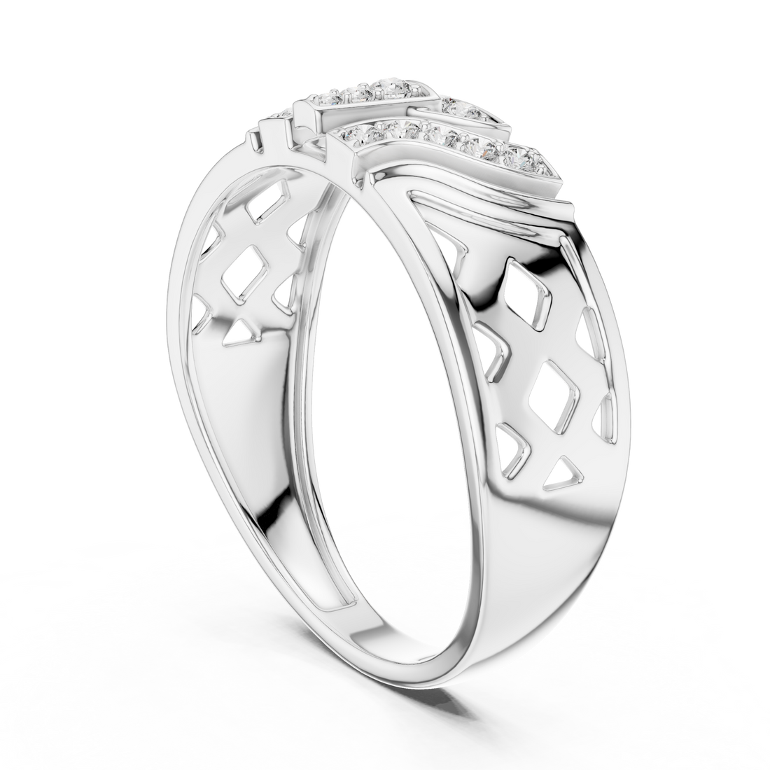 LR-01 (32) - Fashion Round Ring - White Gold