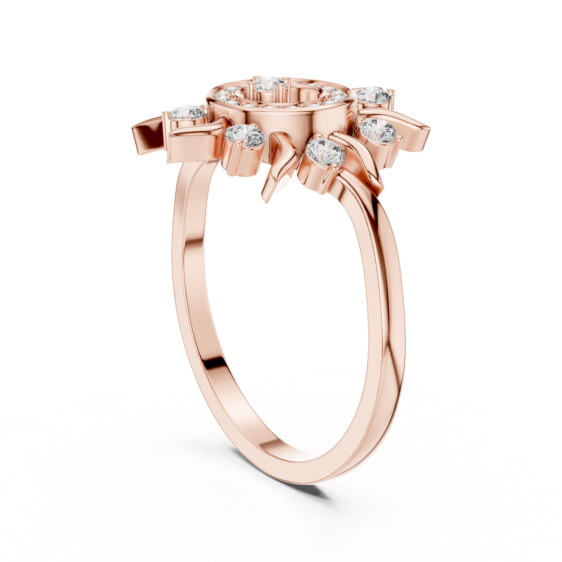 DR-6294 - Fashion Round Ring - White Gold