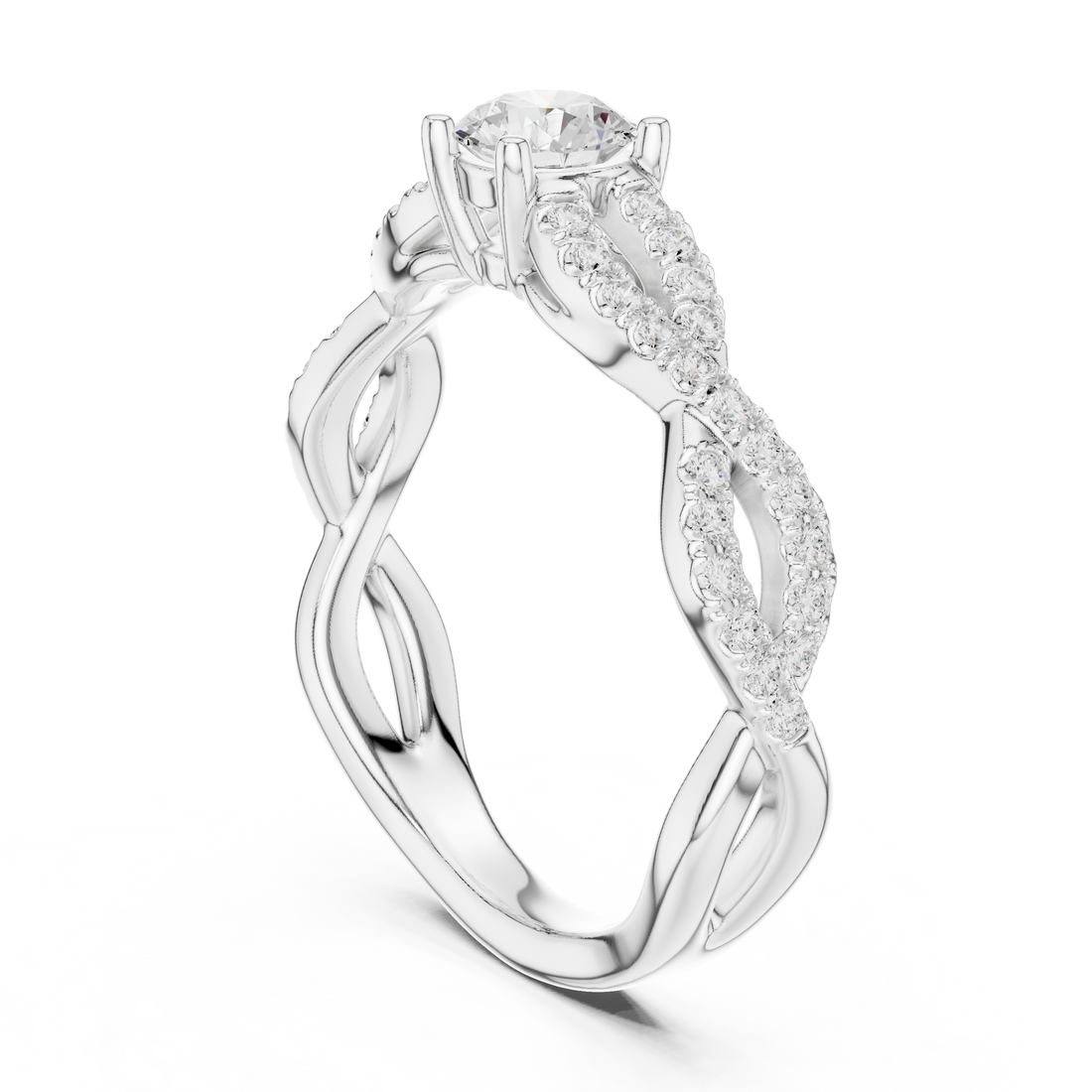 LR-0316 - Solitaire Round Ring - White Gold