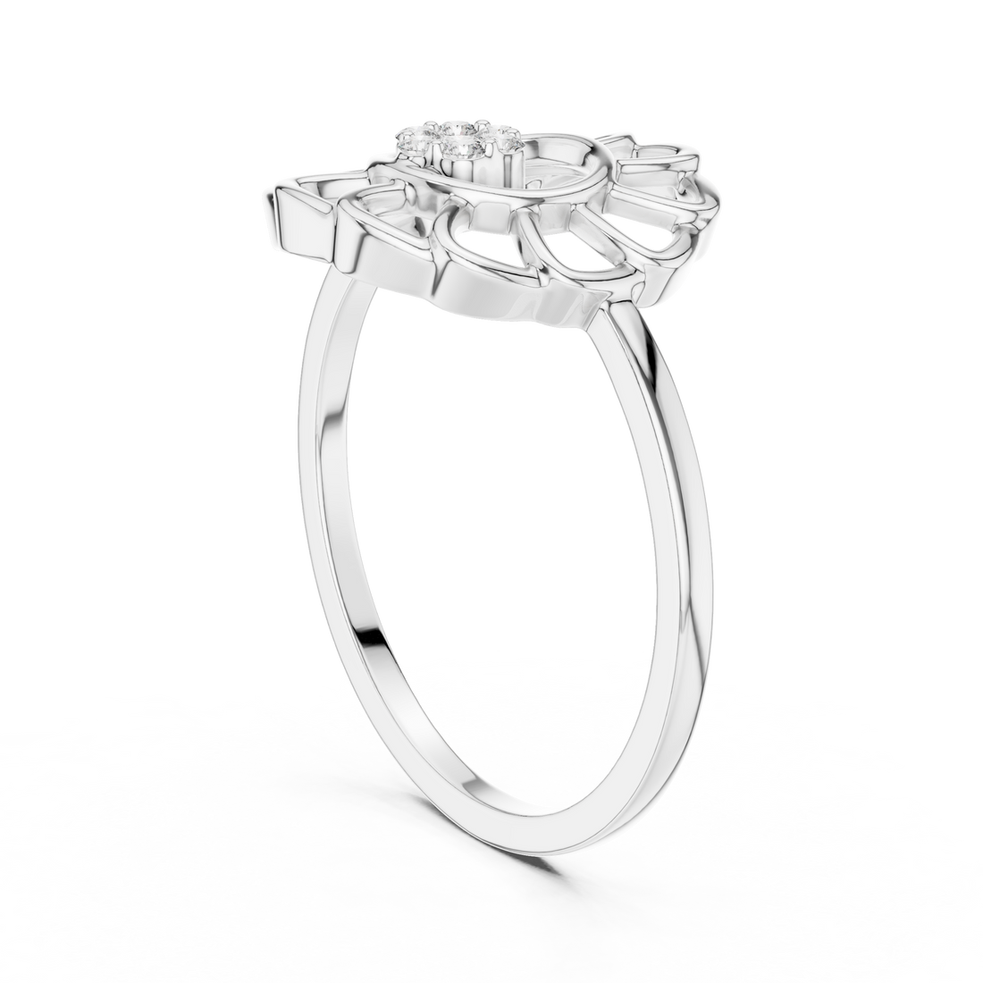 DR-6203 - Fashion Round Ring - White Gold