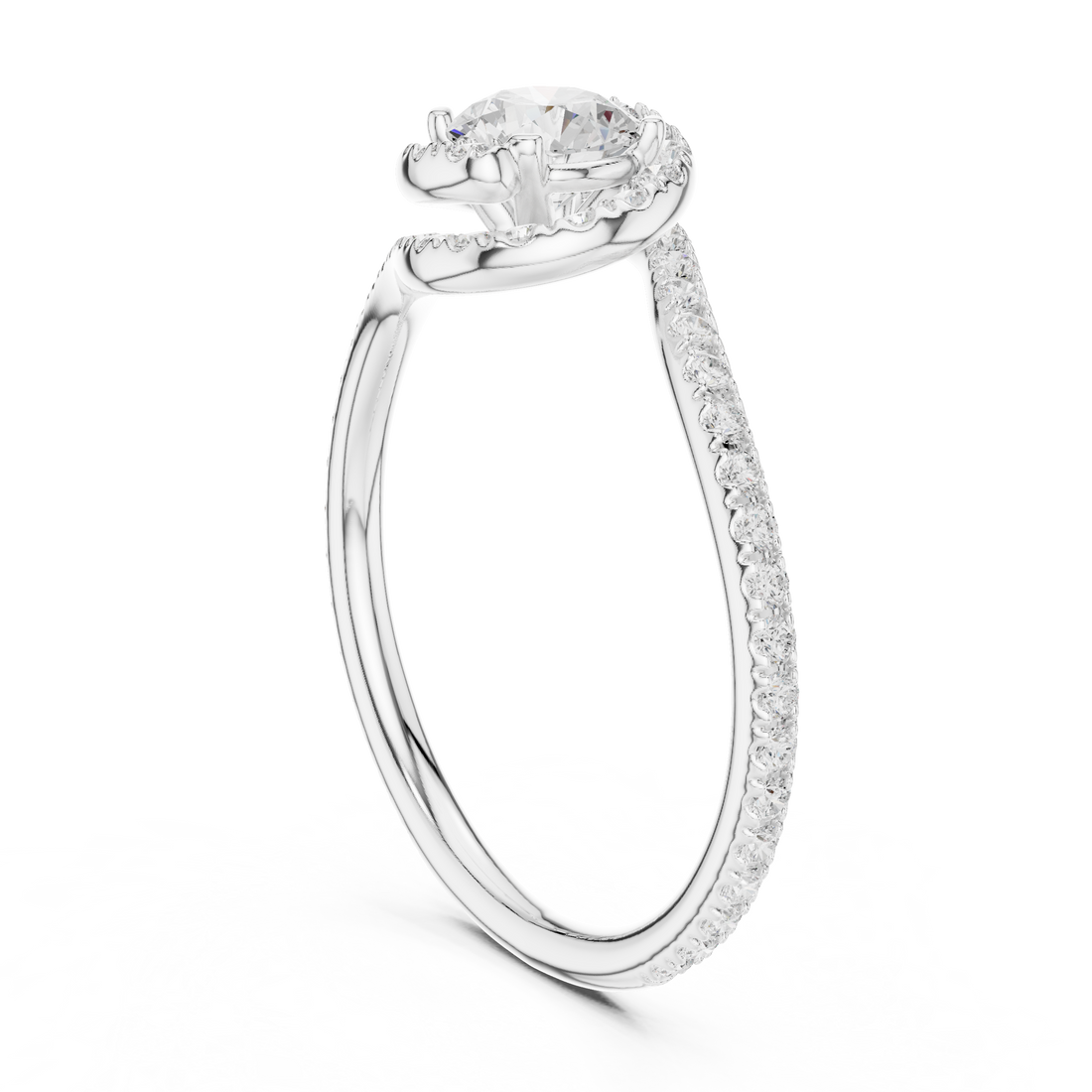 LR-0338 - Halo Round Ring - White Gold