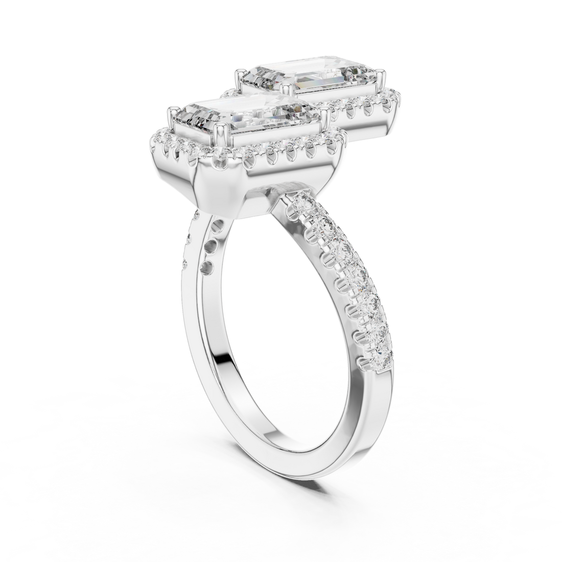 9#10008L_15 - Bypass Emerald Ring - White Gold