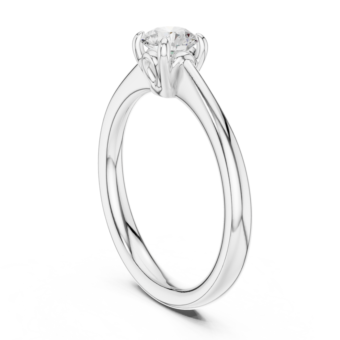 DDLR-568 - Solitaire Round Ring - White Gold