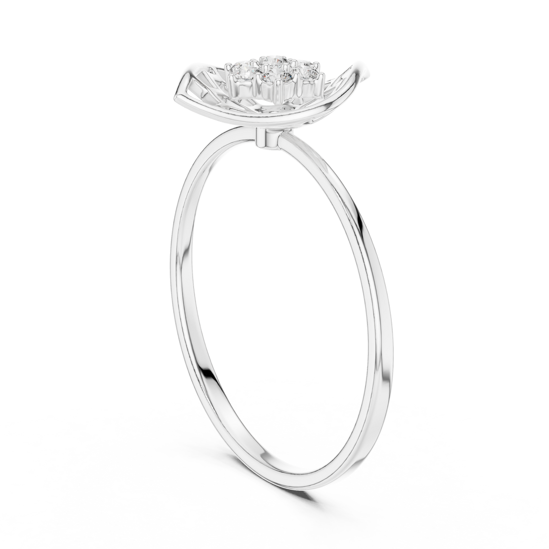 1 (193) - Fashion Round Ring - White Gold