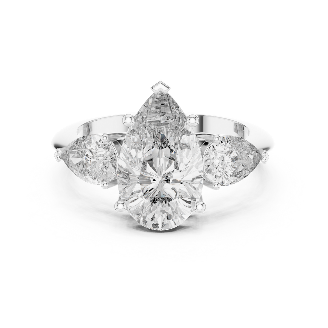 Three Stone Ring - Pear | 9#10033L_SS5 - Rose Gold