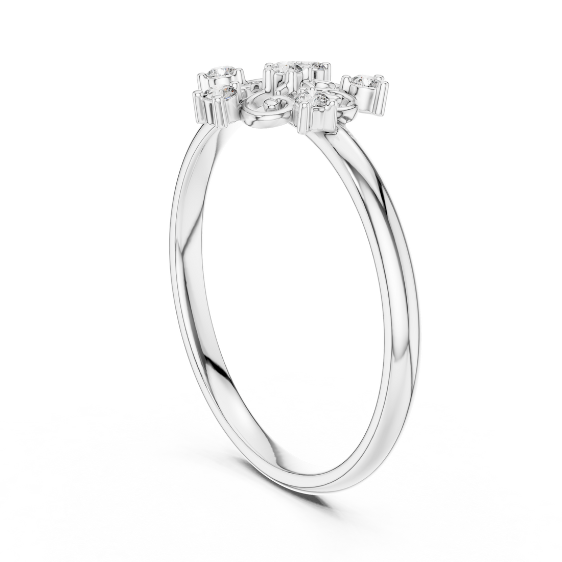 1 (435) - Fashion Round Ring - White Gold