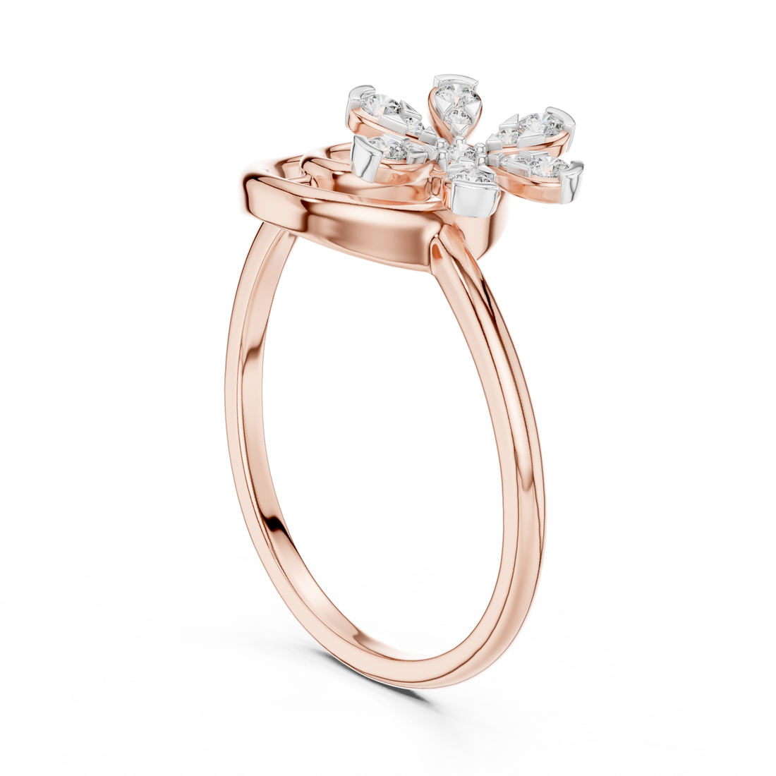 12#10043@L - Fashion Round Ring - White Gold