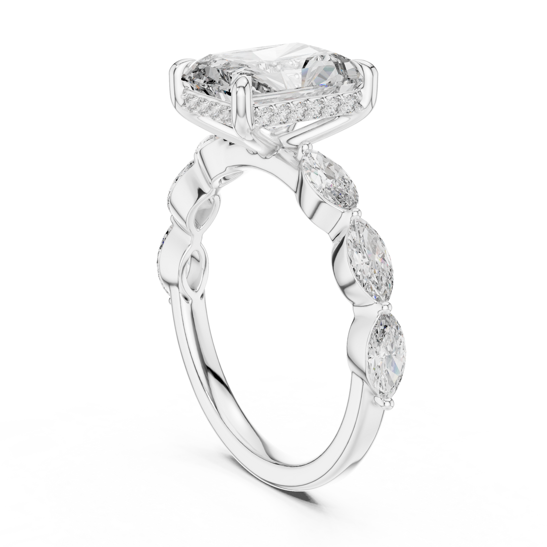 9#10006L_02 - Solitaire Radiant Ring - White Gold