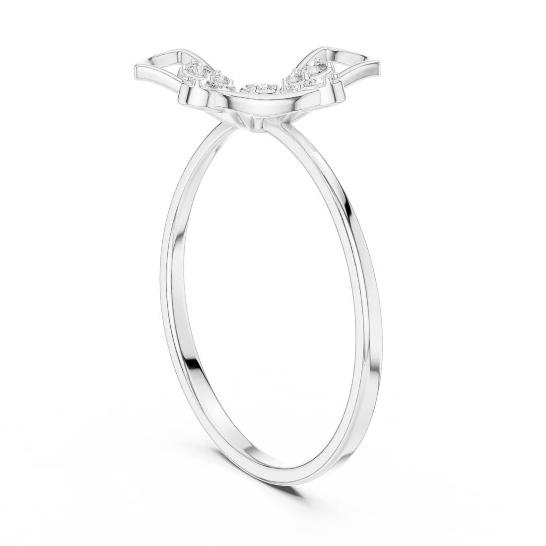 1 (205) - Fashion Round Ring - White Gold