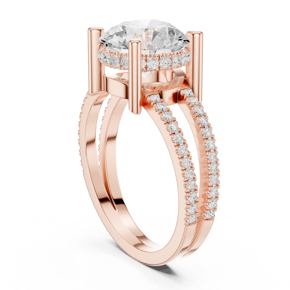 13-RND - Split Shank Round Ring - White Gold