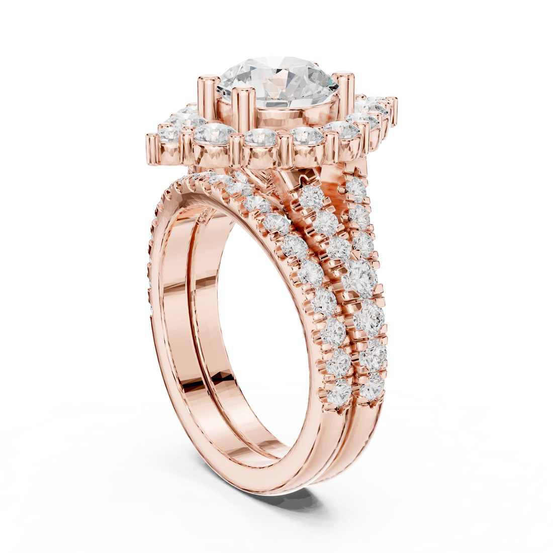 DDLR-297 - Halo Round Ring - White Gold