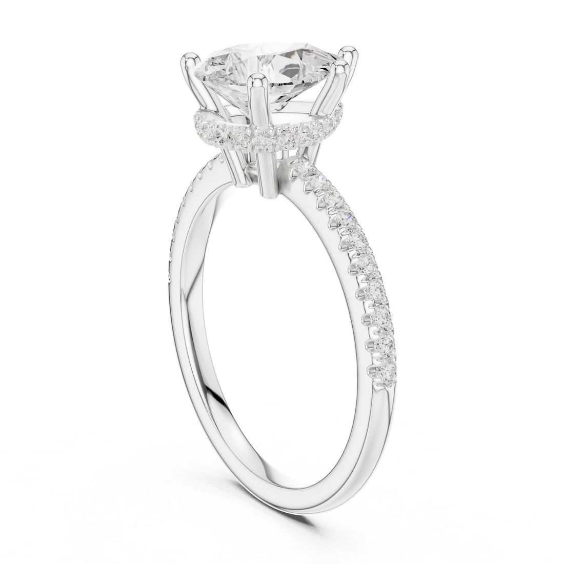 DDLR-177 - PE - Solitaire Pear Ring - White Gold