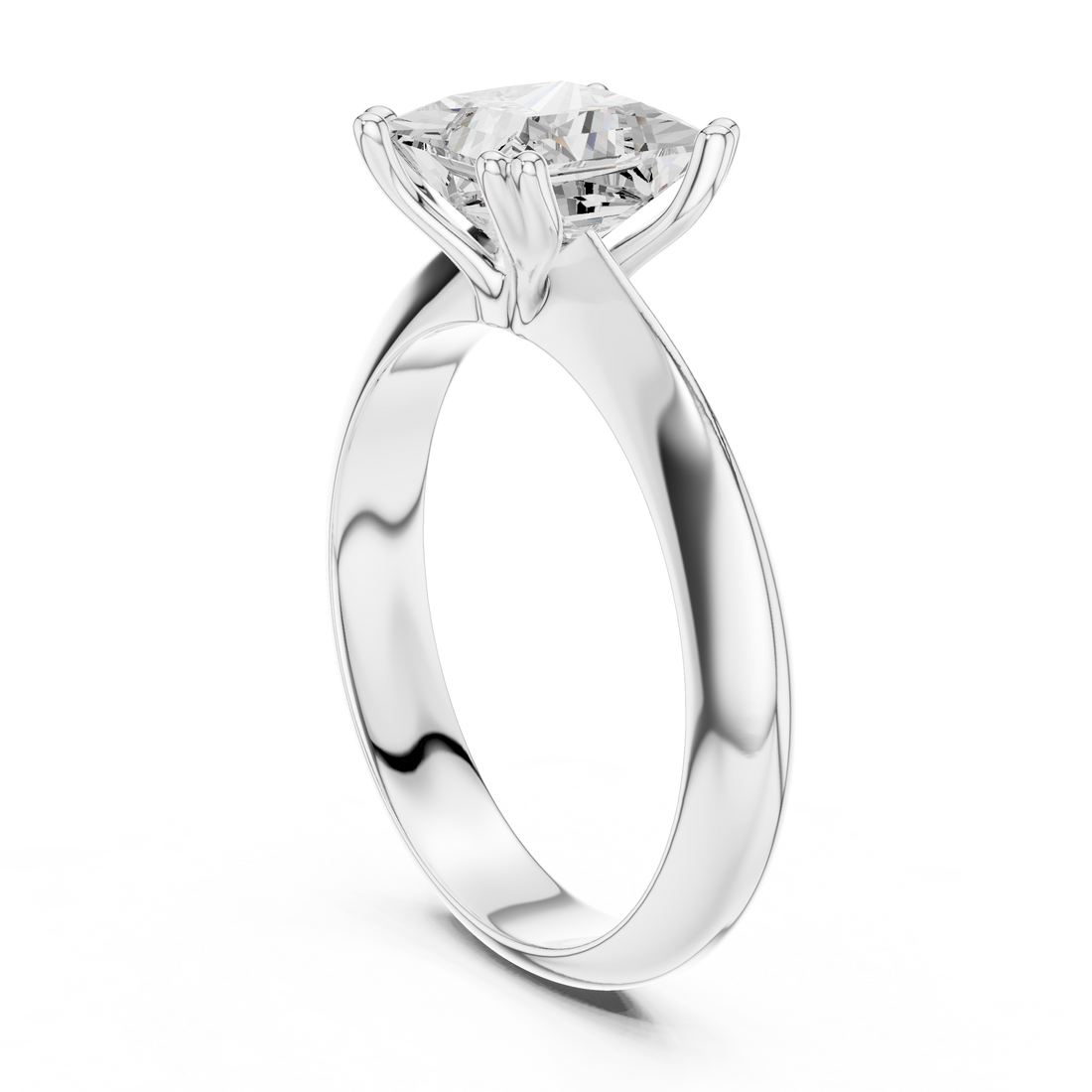 DDLR-147-PR - Solitaire Princess Ring - White Gold
