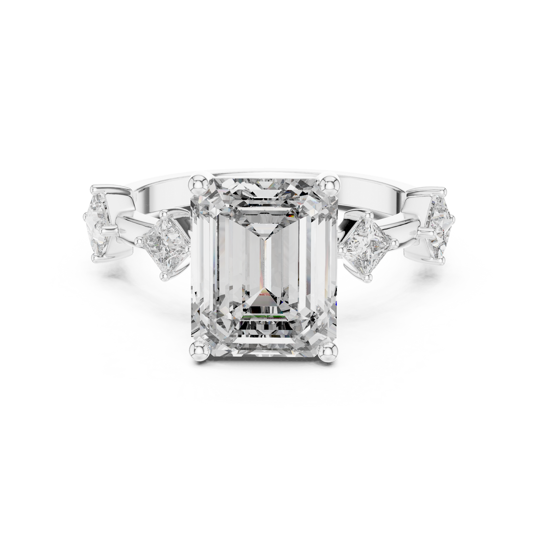 Three Stone Ring - Emerald | 9#10021L_28 - Rose Gold