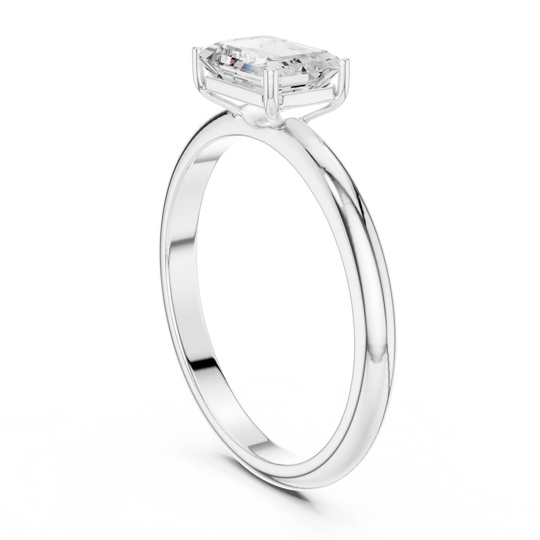 DDLR-1076 - Solitaire Emerald Ring - White Gold