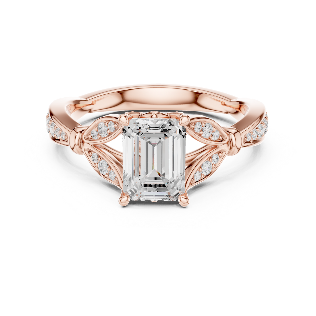Vintage Ring - Emerald | DDLR-933 - Rose Gold