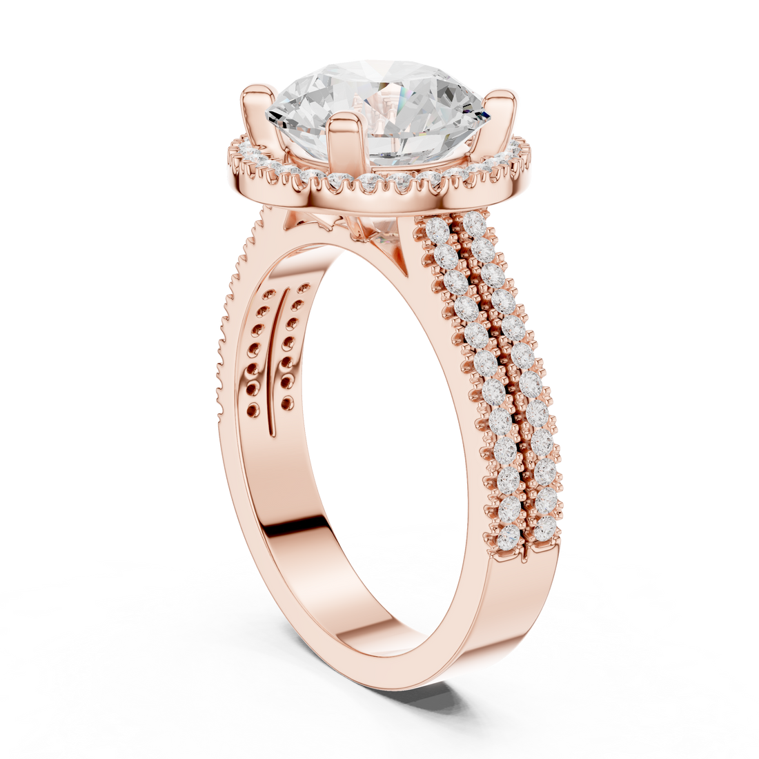DDLR-341 RND - Halo Round Ring - White Gold