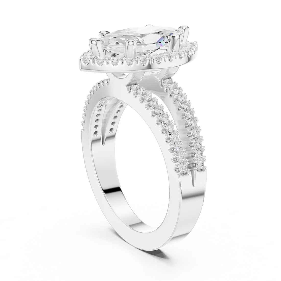 DDLR-350 MQ - Halo Marquise Ring - White Gold