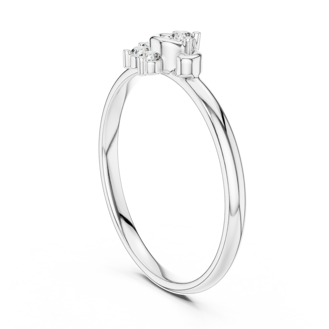1 (372) - Fashion Round Ring - White Gold