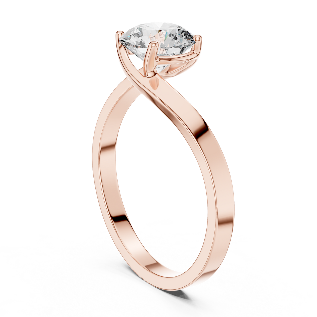 LR-0023 - Solitaire Round Ring - White Gold