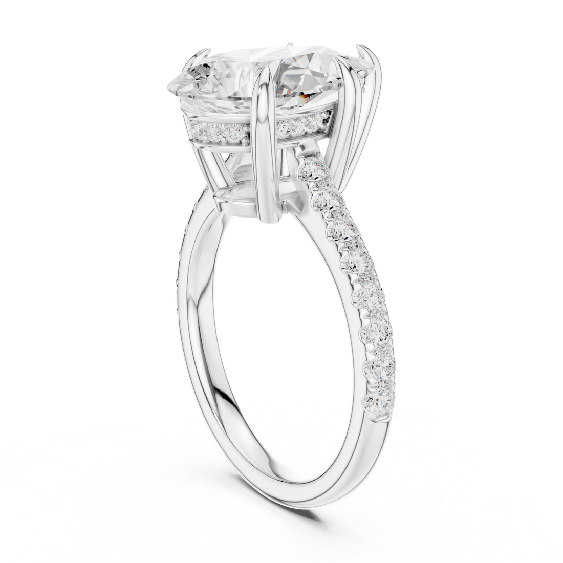 DDLR-1028 - Solitaire Pear Ring - White Gold