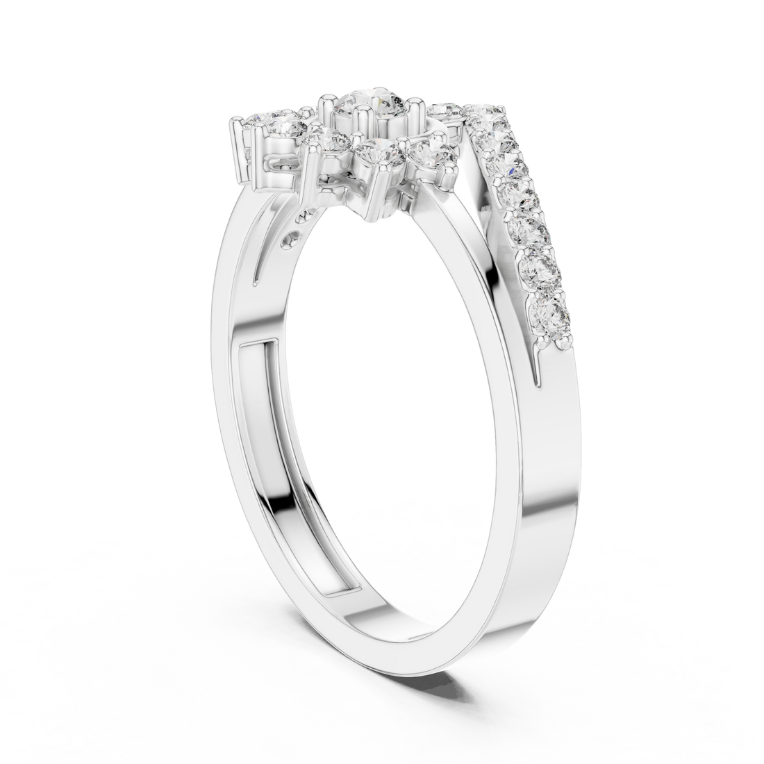 ALR-159 - Fashion Round Ring - White Gold