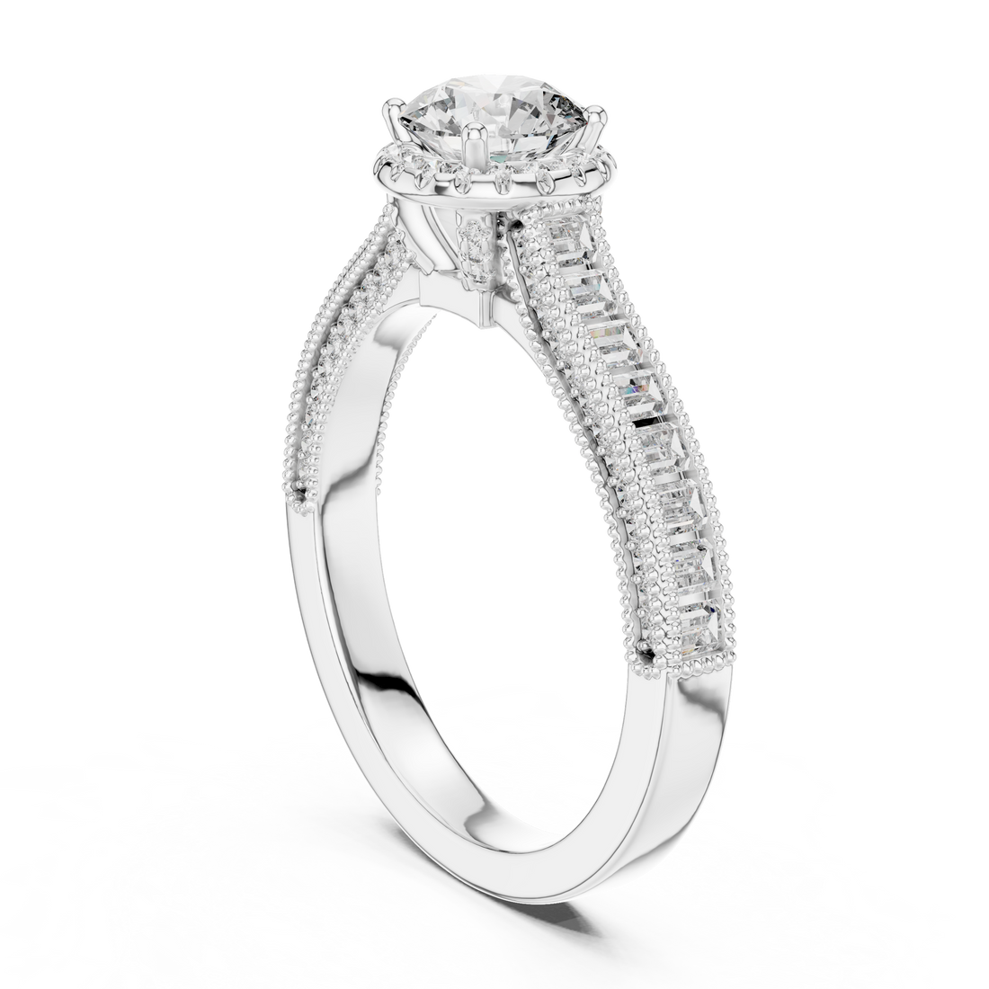 Vintage Ring - Round | LR-0206 - White Gold