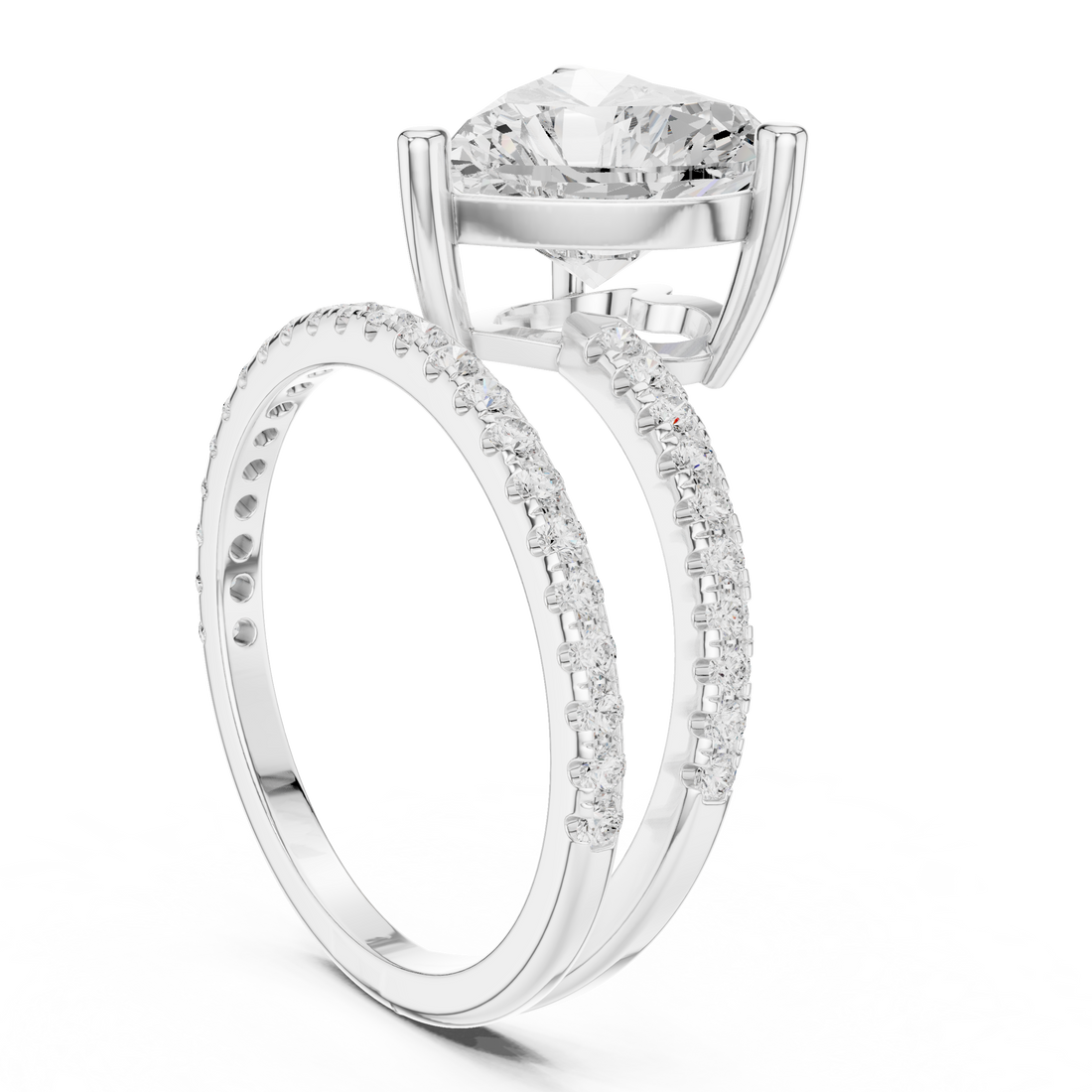 39 HR - Split Shank Heart Ring - White Gold