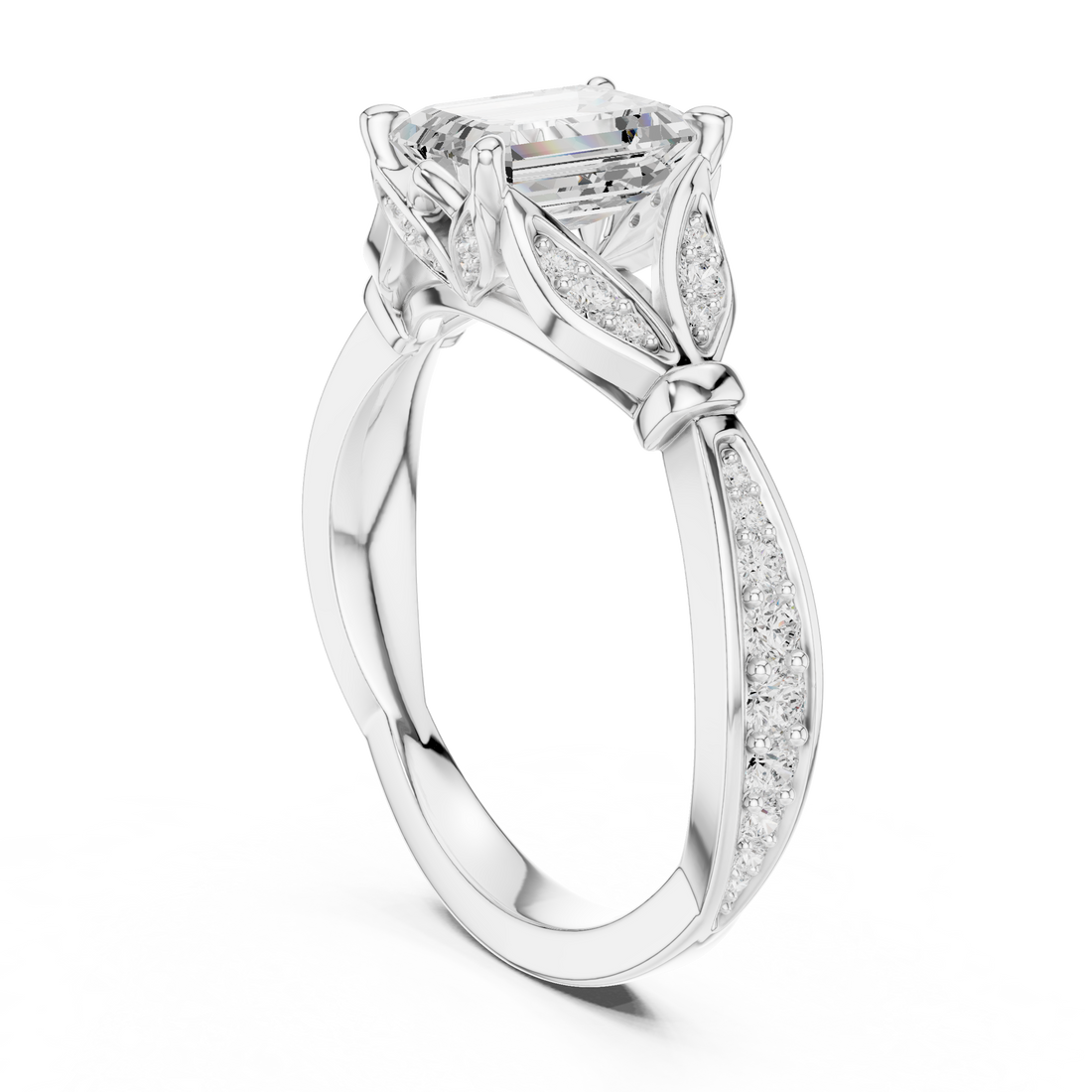 DDLR-257 - Vintage Emerald Ring - White Gold