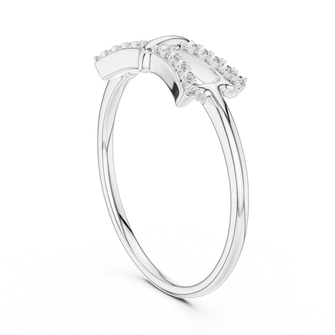 12#10050@L - Fashion None Ring - White Gold