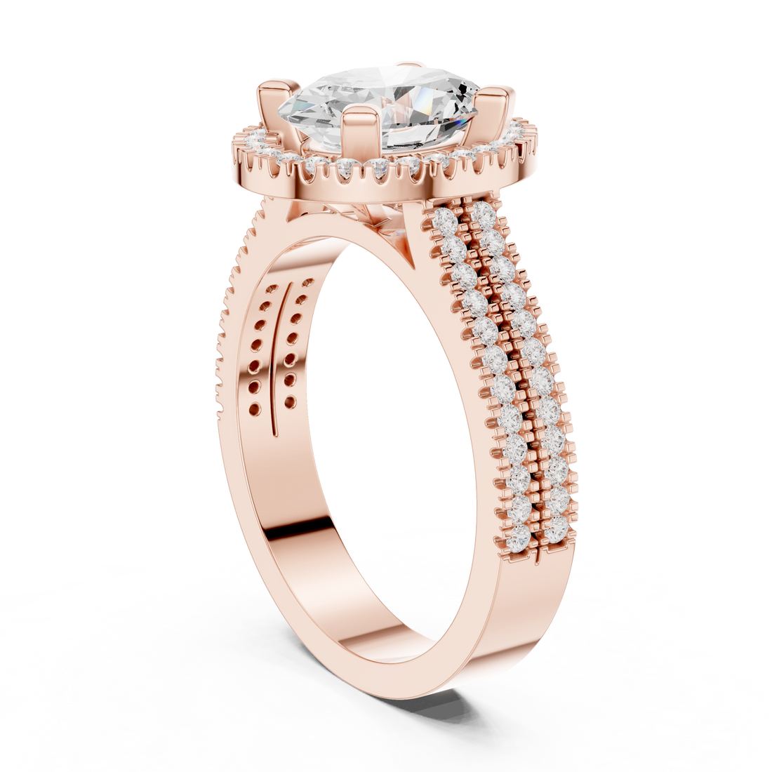 DDLR-341 OV - Halo Oval Ring - White Gold