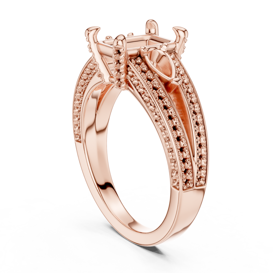 DDLR-046-RA - Three Stone Radiant Ring - White Gold