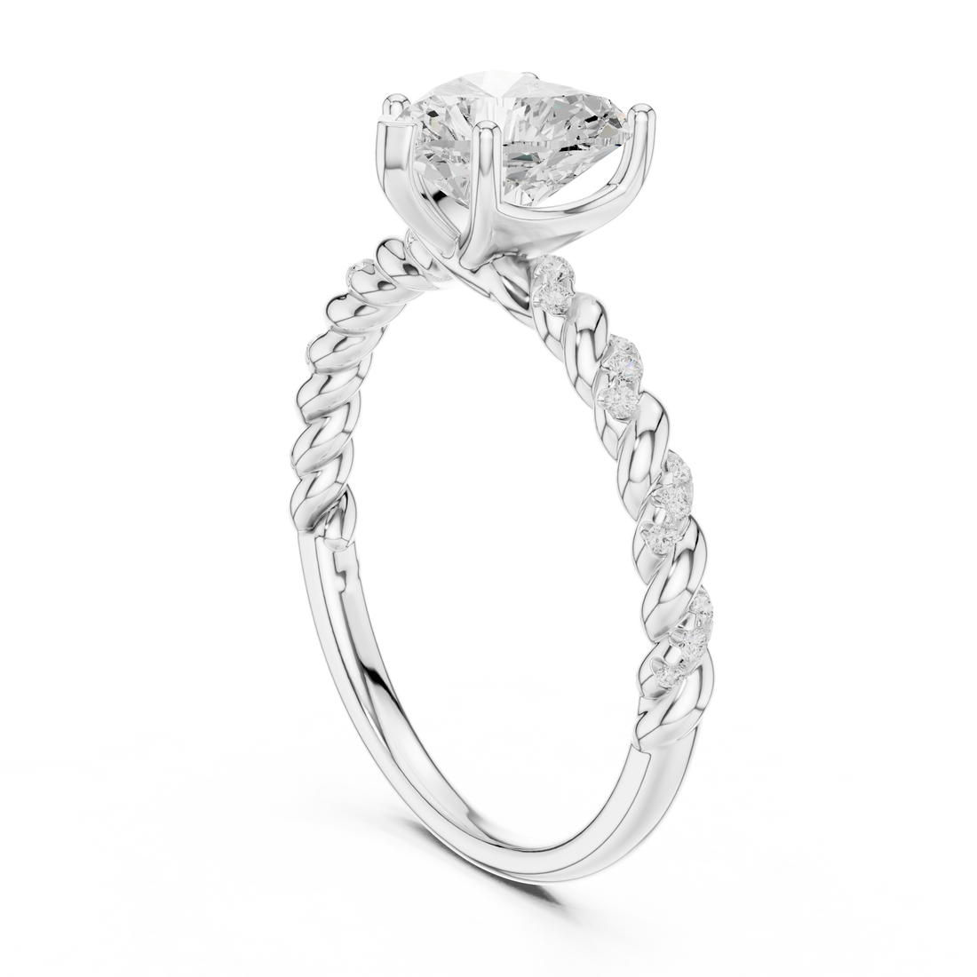 DDLR-396 - Solitaire Heart Ring - White Gold