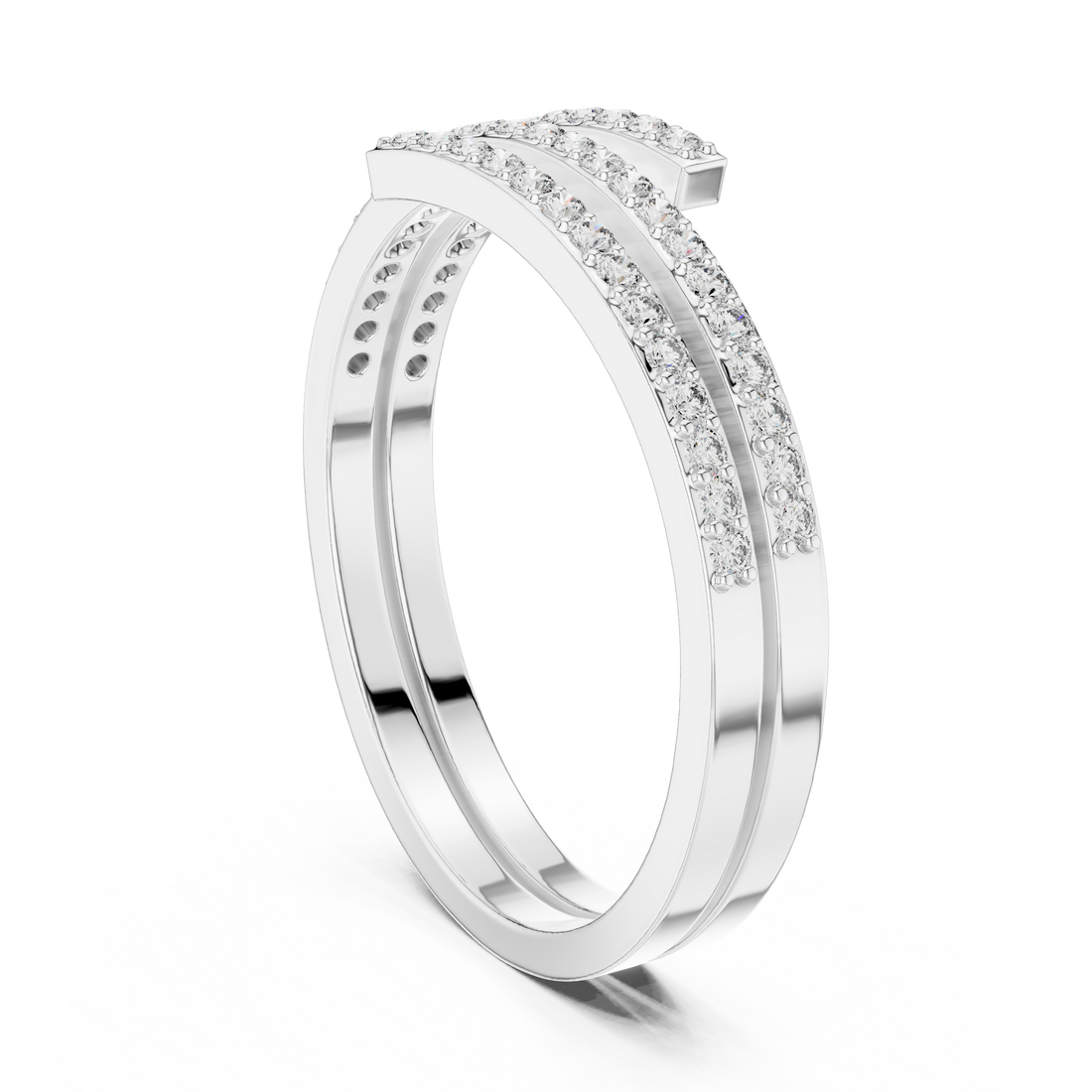 DR-6311 - Bypass None Ring - White Gold