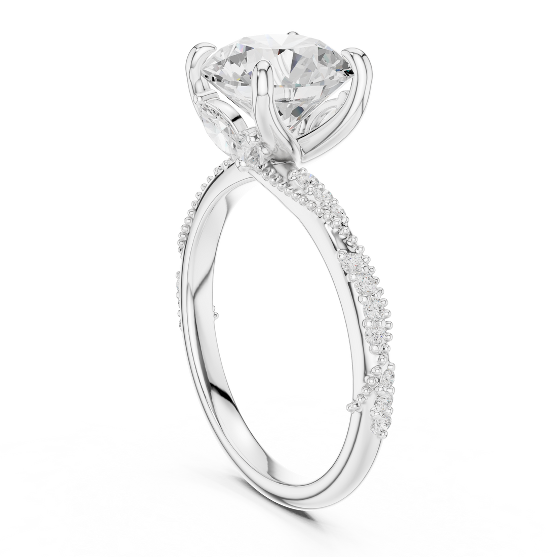 DDLR-968 - Solitaire Round Ring - White Gold