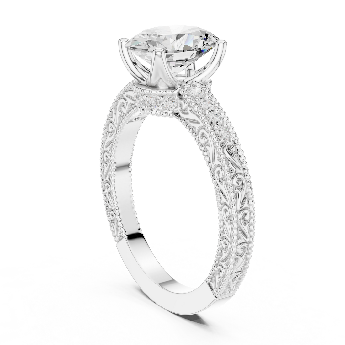 DDLR-893 - Vintage Oval Ring - White Gold