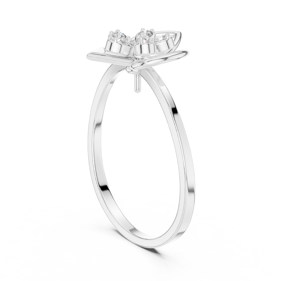 1 (215) - Fashion Round Ring - White Gold
