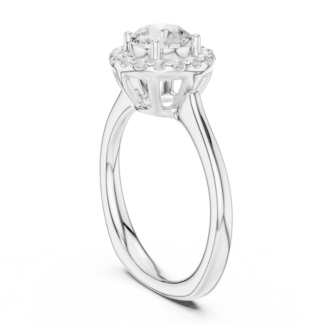 DDLR-652 - Halo Round Ring - White Gold